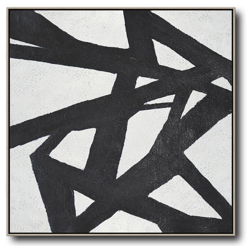 Minimal Black and White Painting #MN136A - Click Image to Close